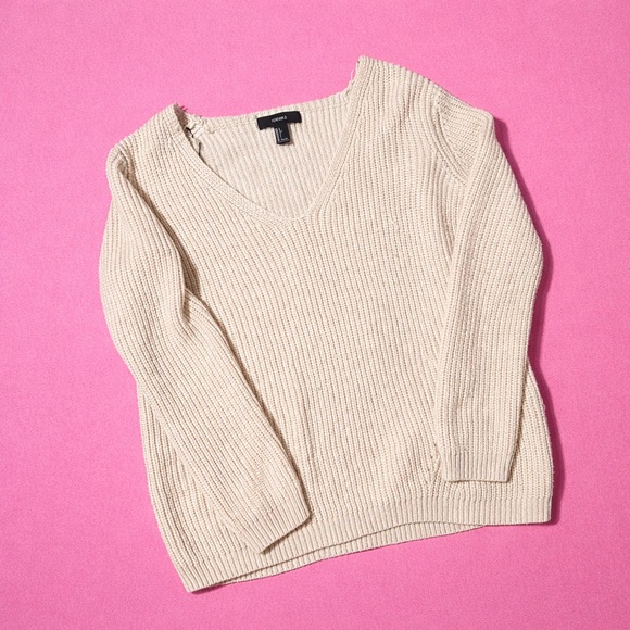 Beige Ribbed Knit Sweater - Picture 2 of 2